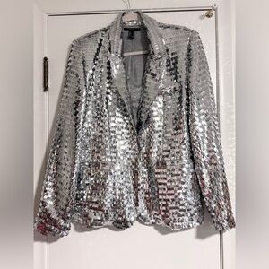 Forever 21 Silver Sequin Blazer- Size Large